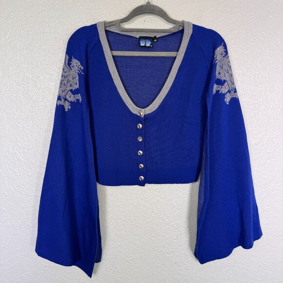 Elhoffer Design Sweater Womens Medium Griffin Cape Cardigan Costume Cosplay Blue - Picture 1 of 13